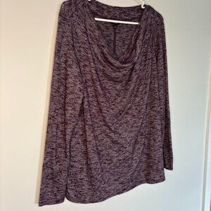 SIMPLY VERA VERA WANG Asymmetrical Cowl Neck Sweater Womens L Purple Heather